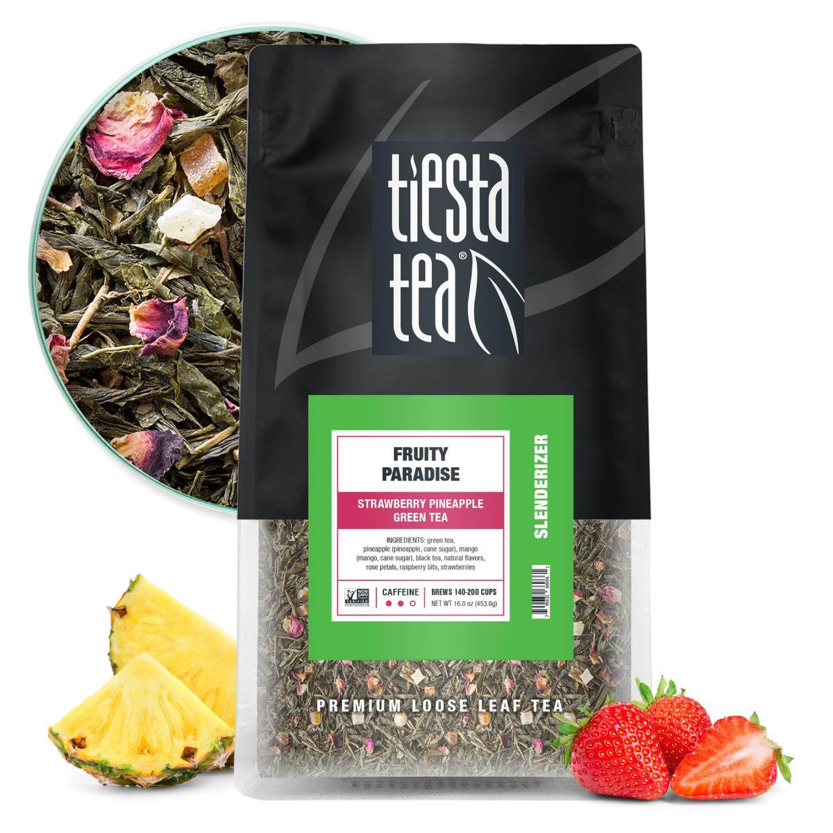 Tiesta Tea strawberry pineapple green tea bulk pouch ready for long-lasting freshness