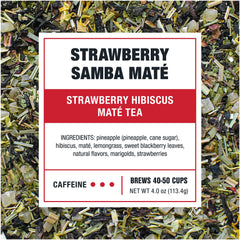 Tiesta Tea Strawberry Samba Mate brew method with hot water pouring.