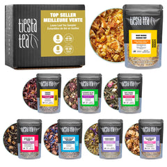 Tiesta Tea Top 8 Favorites Sampler pouches ready for varied hot or iced brews