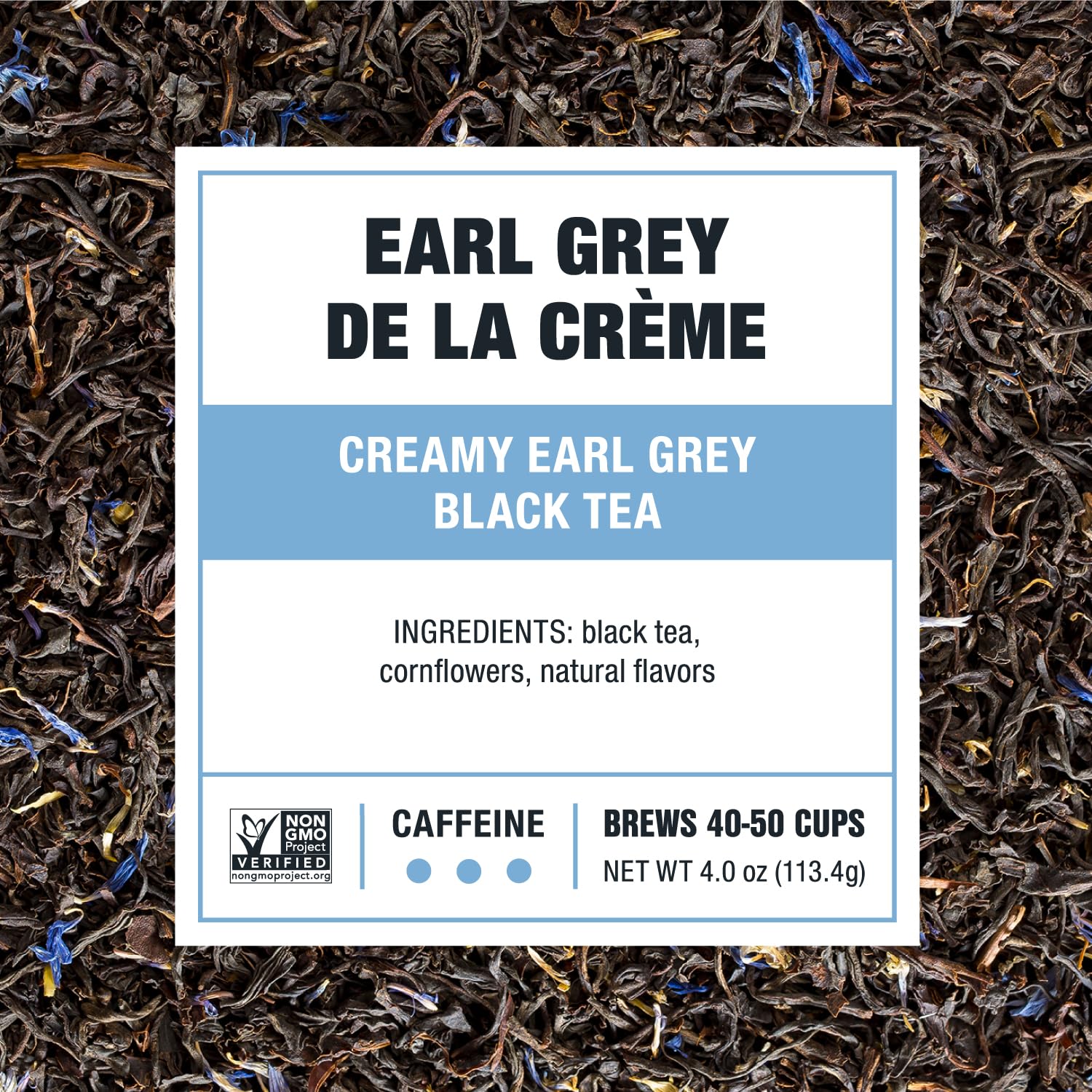 Tiesta Tea vanilla and blue mallow flowers create a creamy floral aroma.
