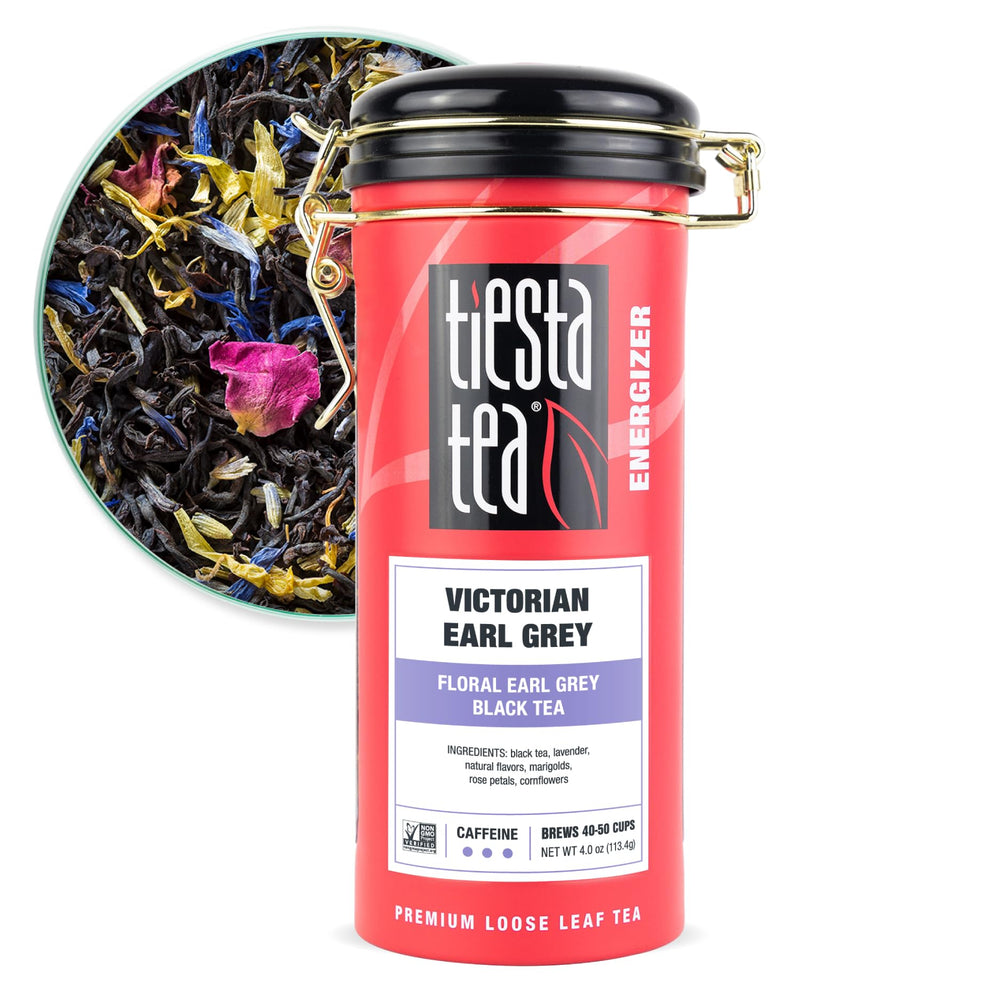 Tiesta Tea Victorian Earl Grey loose-leaf offers a bright bergamot aroma for elegant mornings.