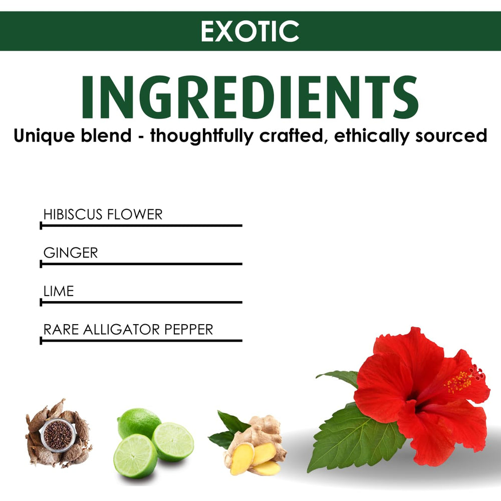 TIGO NOVA hibiscus tea blend close-up highlighting vibrant color and natural ingredients.