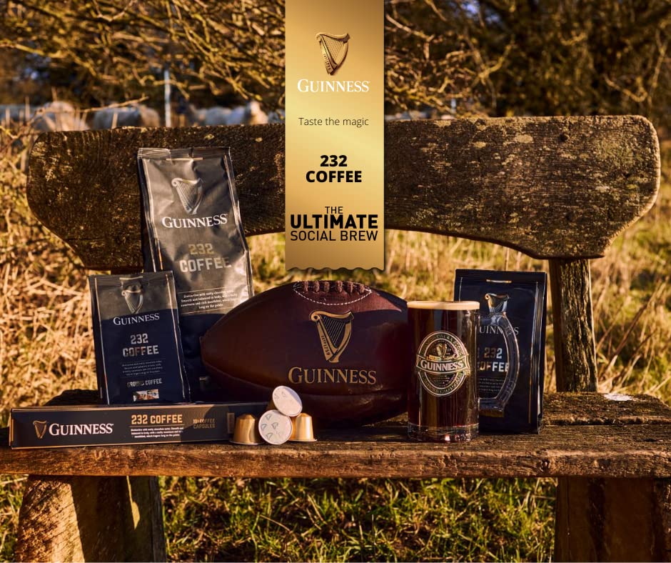 UK packaging showcases Tiki Tonga Guinness 232 Brew roasting craft.