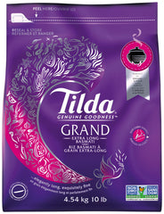 Tilda Grand Basmati Rice 10lb pack shot, ideal for fragrant pilafs and fluffy, non-sticky grains
