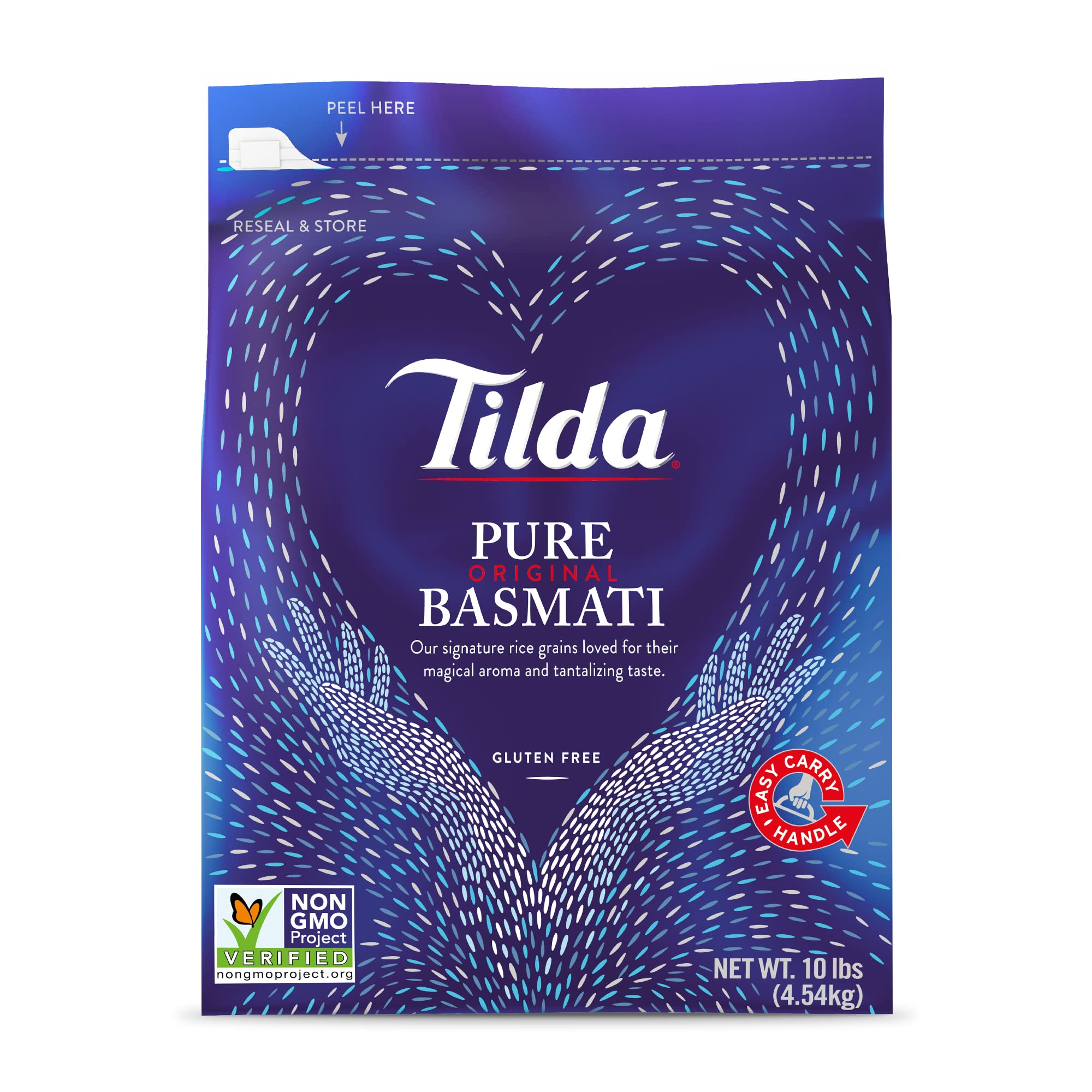 Tilda Pure Basmati rice bag with Himalayan origin highlighting premium quality