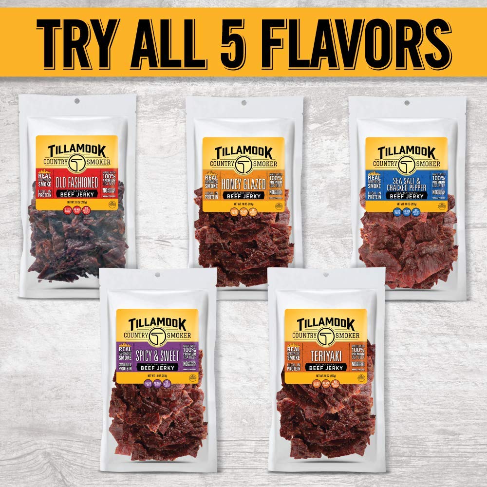 Tillamook Beef Jerky Ingredients Label highlights clean, simple components.