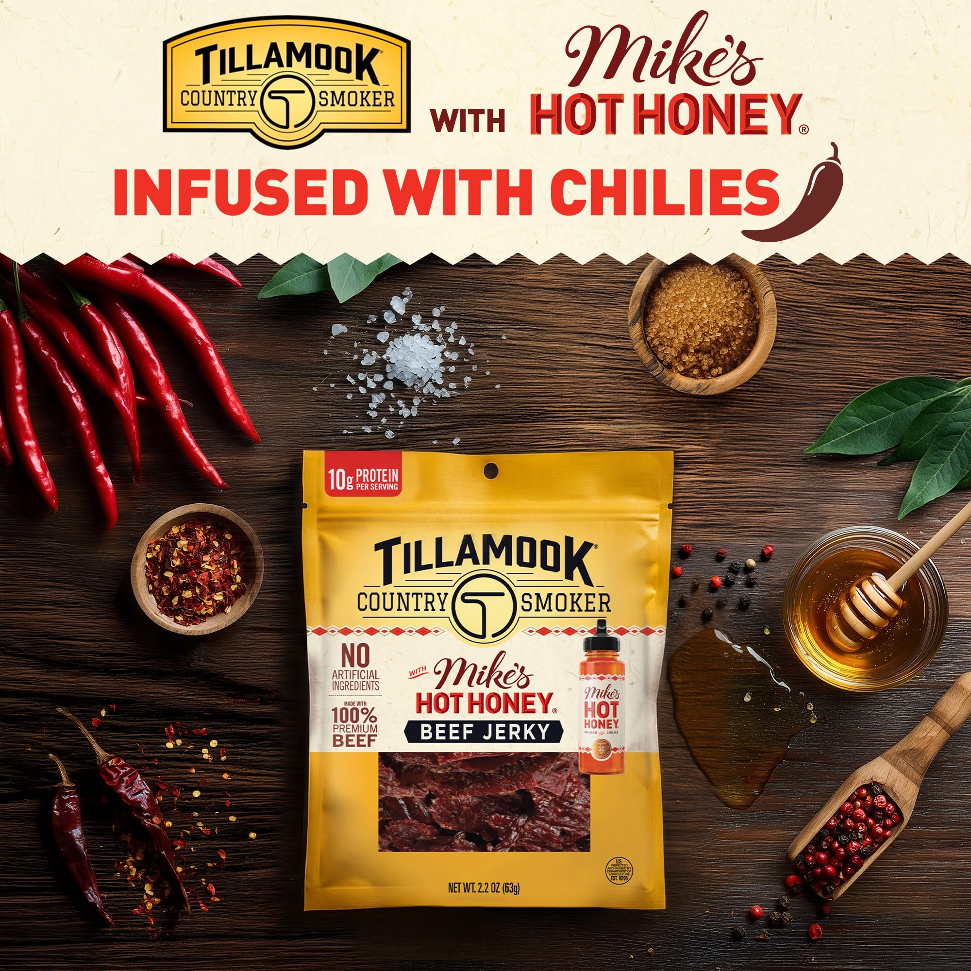 Tillamook on-the-go serving image emphasizes convenient protein snack for hikes and games.