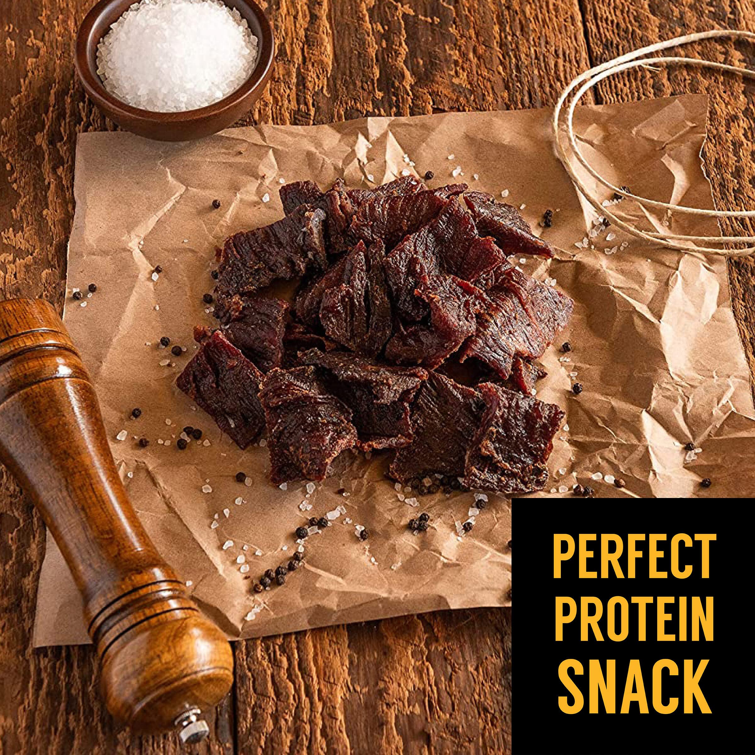 Tillamook Country Smoker beef jerky shown in 2.5oz resealable bag for convenience.