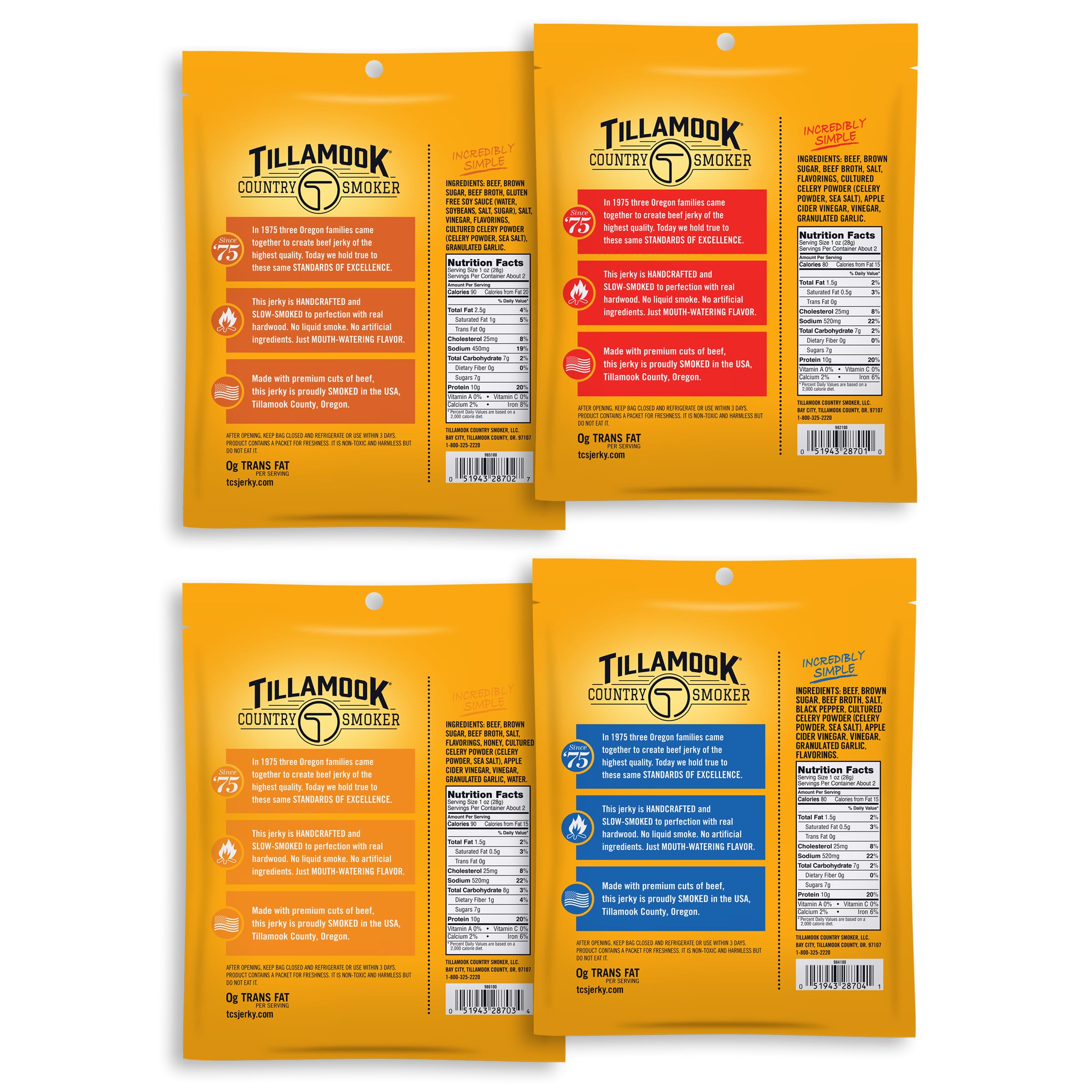 Tillamook Country Smoker honey glazed jerky close-up with glossy glaze and tender chew.