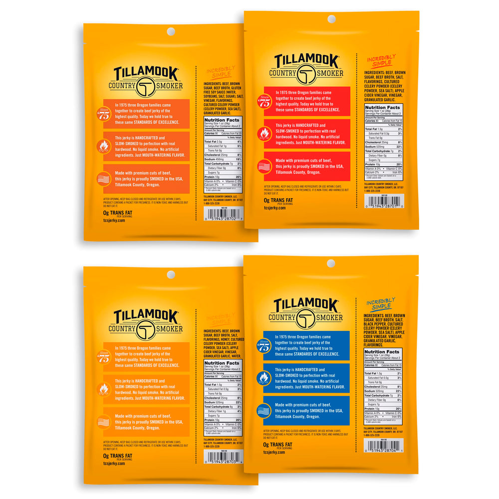 Tillamook Country Smoker honey glazed jerky close-up with glossy glaze and tender chew.
