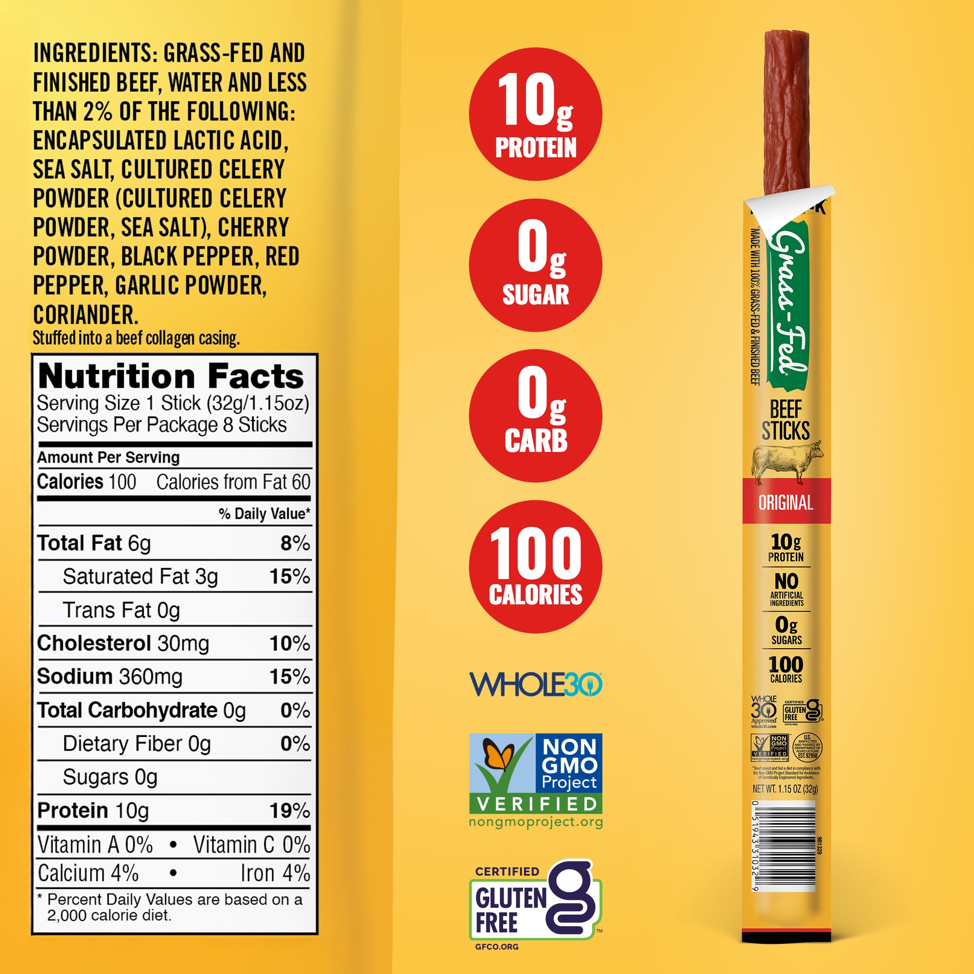 Tillamook Country Smoker individual beef sticks, ready to eat for work or travel
