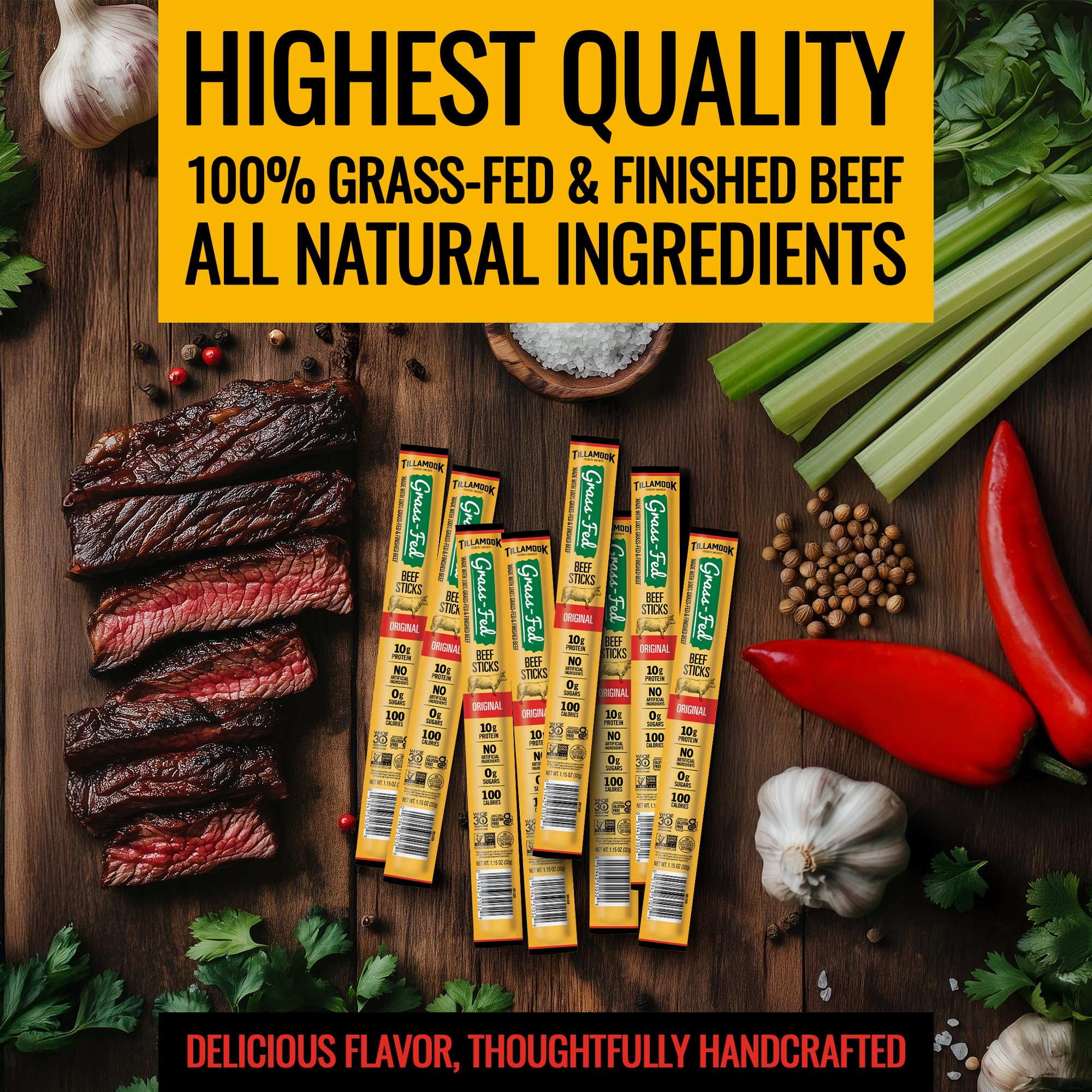 Tillamook Country Smoker gluten-free Whole30 approved badge on packaging
