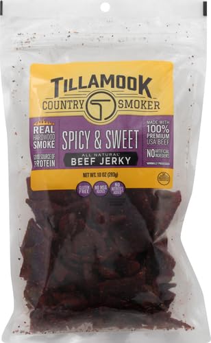 Tillamook Country Smoker jerky in a reclosable bag, easy grab-and-go snack