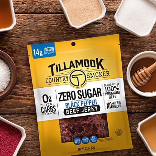 Tillamook Country Smoker black pepper jerky artfully smoked for bold flavor.