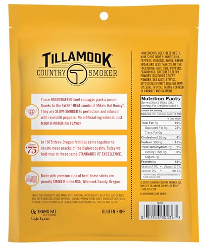 Tillamook Country Smoker Mike's Hot Honey beef sausage slice close-up showing bold flavor