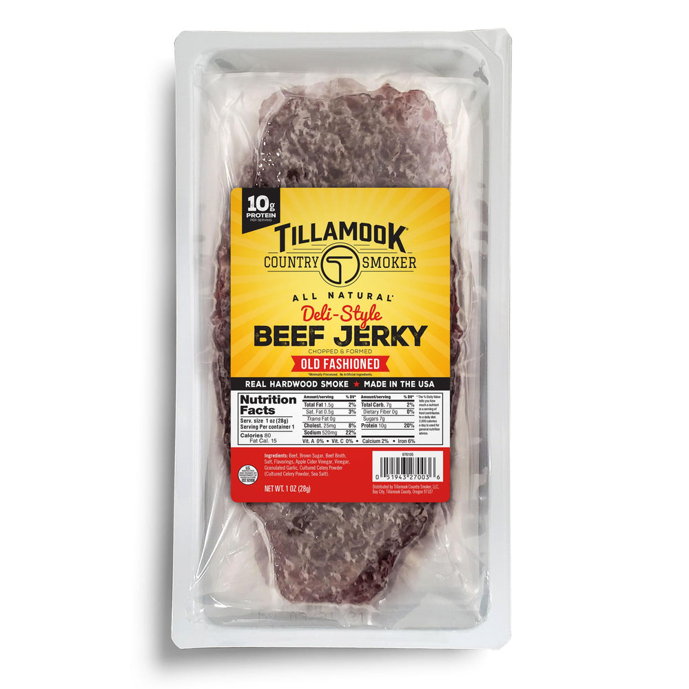Tillamook Country Smoker old-fashioned slab beef jerky thin slices ideal high-protein snack
