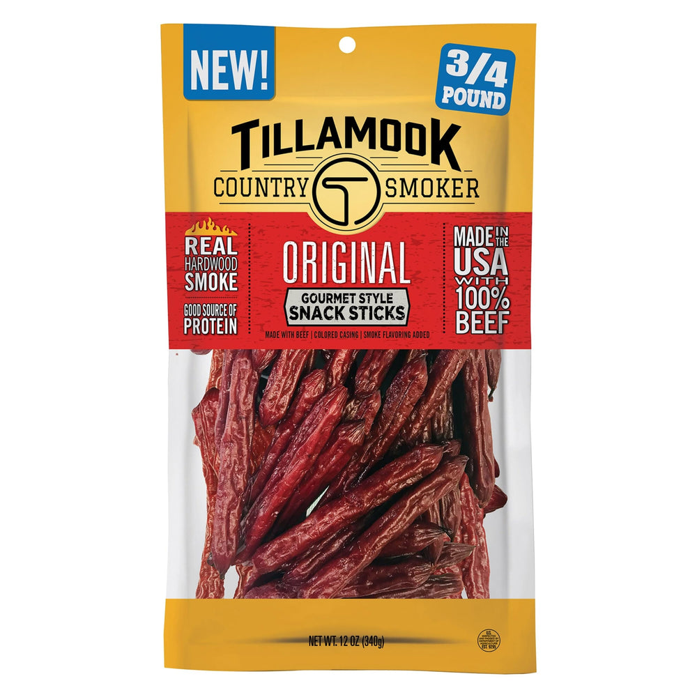 Tillamook Country Smoker Original Smoked Sausages front-packaging with bold beef flavor