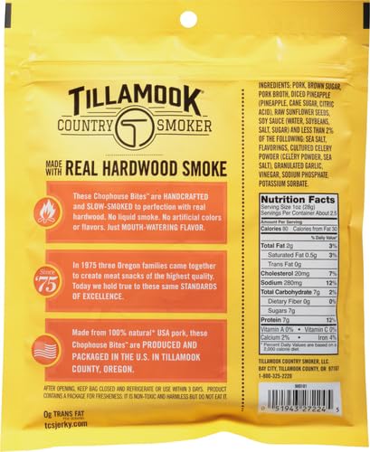 Close-up of Tillamook pork jerky chunks showing texture and premium quality
