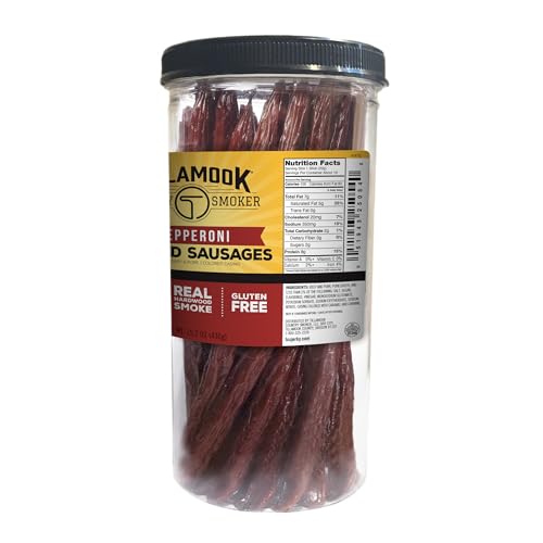 Pepperoni sticks in a resealable jar showcasing convenient protein snack