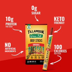 Tillamook Country Smoker zero sugar nutrition label highlighting keto-friendly snacking options