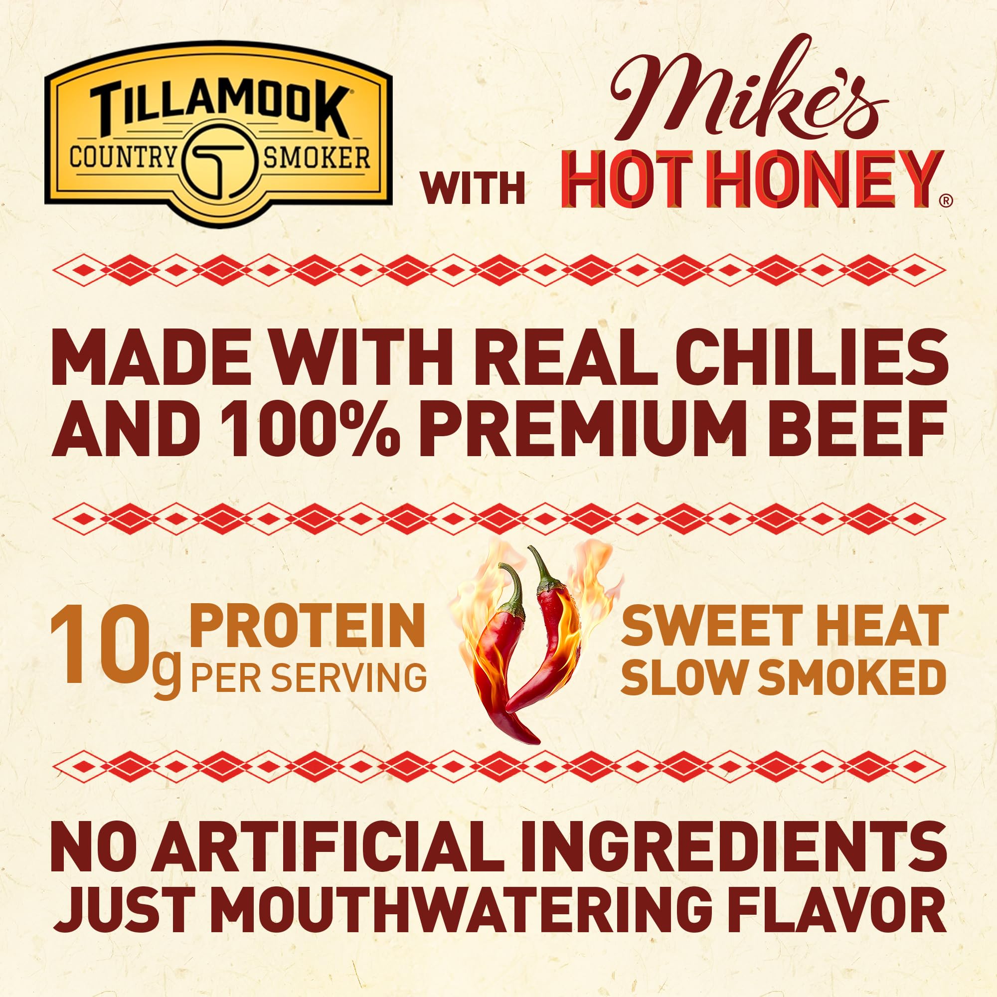 Tillamook hardwood-smoked beef jerky highlights authentic smoke flavor and savory aroma.