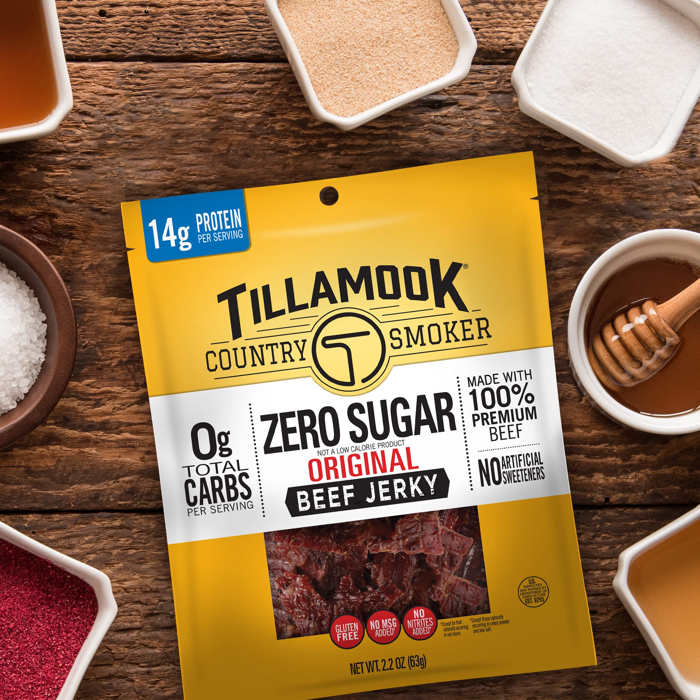 Tillamook Keto Zero Sugar Original Beef Jerky takealong snack for busy days.