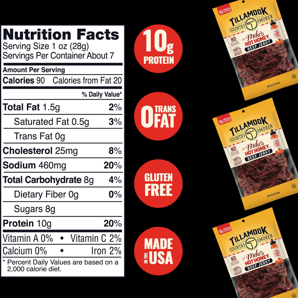 Bold sweet and spicy flavor of Mike's Hot Honey jerky
