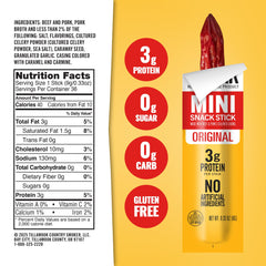 Tillamook mini beef sticks, individually wrapped for mess-free lunchboxes.