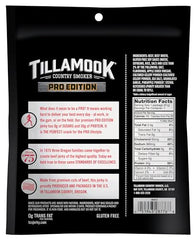 Tillamook PRO jerky with hardwood smoke, rich aroma.