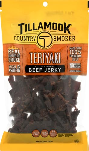 Tillamook Teriyaki Beef Jerky glaze close-up reveals glossy teriyaki coating