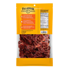 Tillamook Teriyaki Beef Jerky slices close-up shows chewy texture