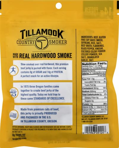 Tillamook Zero Sugar Black Pepper Jerky slices close-up with pepper seasoning