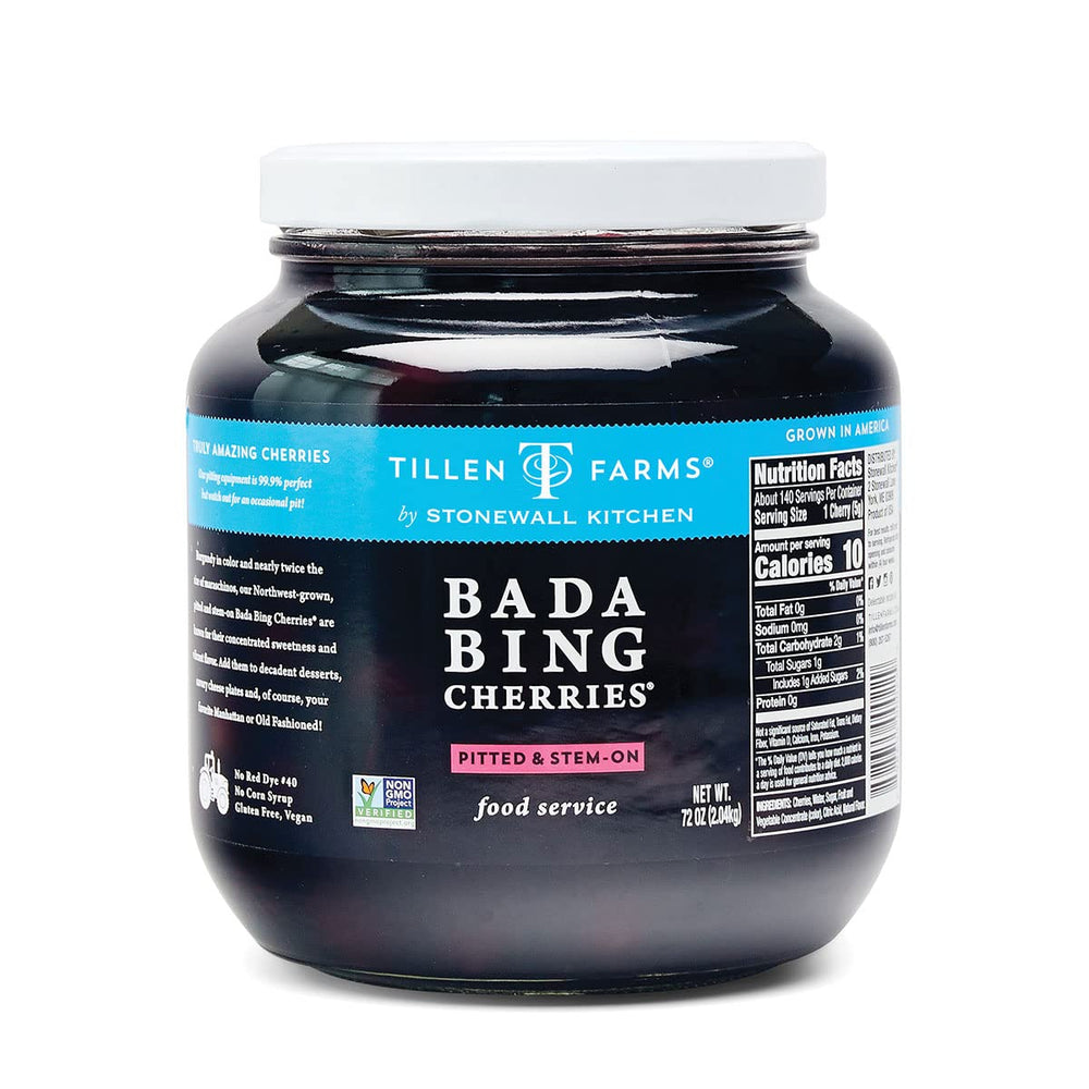 Tillen Farms Bada Bing cherries in a jar ready for snacking and gatherings.