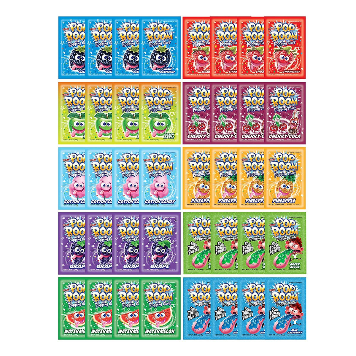 Tiltay Pop Boom popping candy variety pack for party favors and dessert toppings.