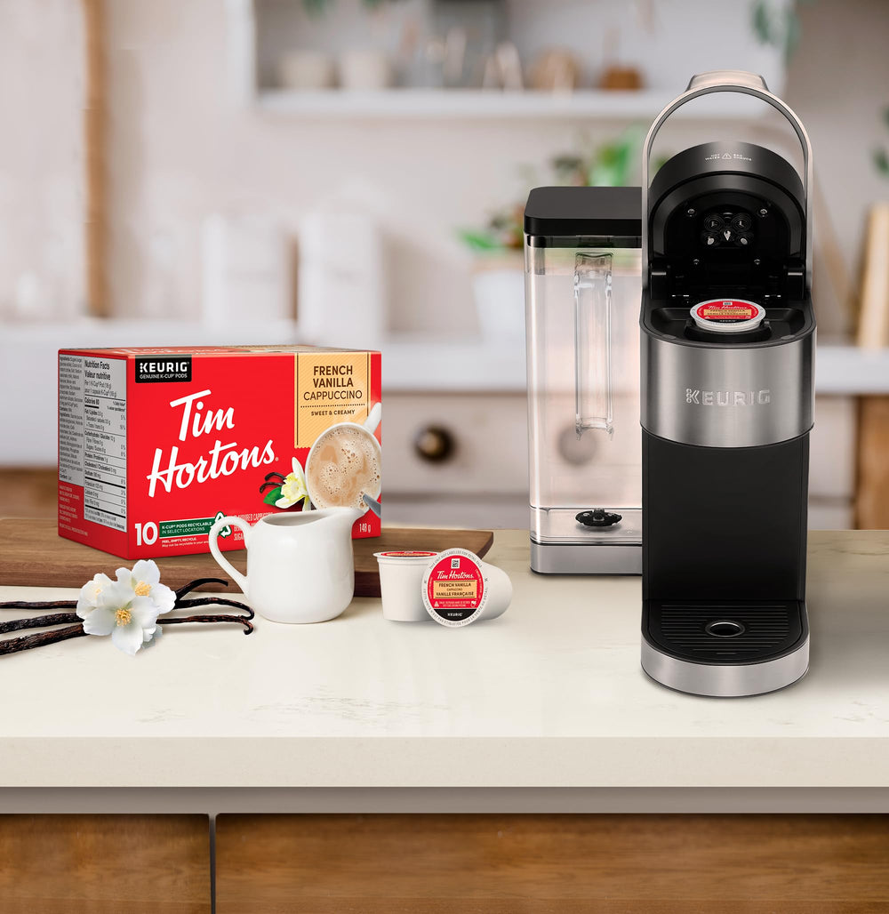 Tim Hortons aroma rising from a cup in a cozy morning.