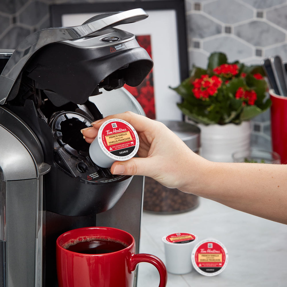 Tim Hortons barista-inspired home setup with kettle and mug.