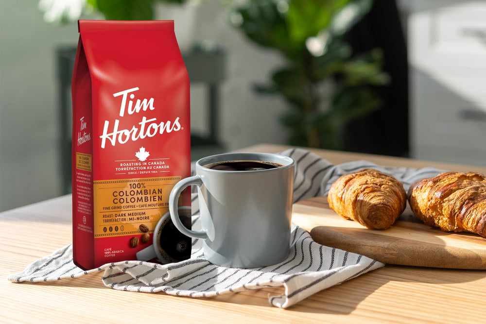 Tim Hortons brew pour-over steam close-up capturing rich aroma.