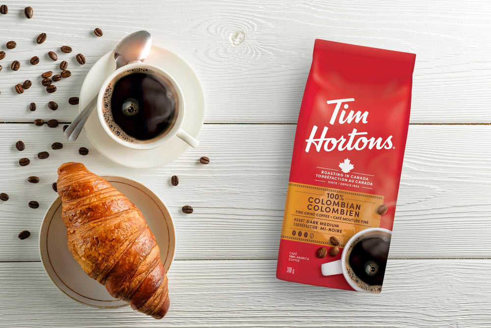 Tim Hortons coffee bag and cup setup for a cozy everyday ritual.