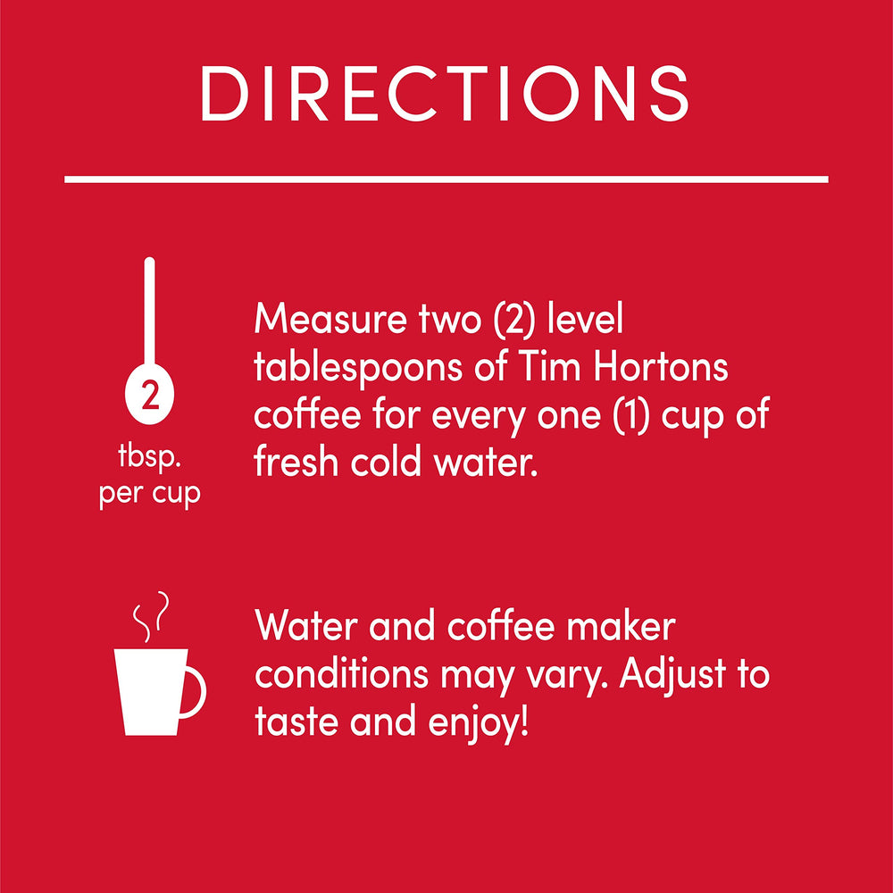 Tim Hortons Decaf Blend French press in action delivering a smooth cup.
