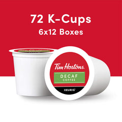 Tim Hortons decaf medium roast pod in red pack, ideal for quick morning cups.