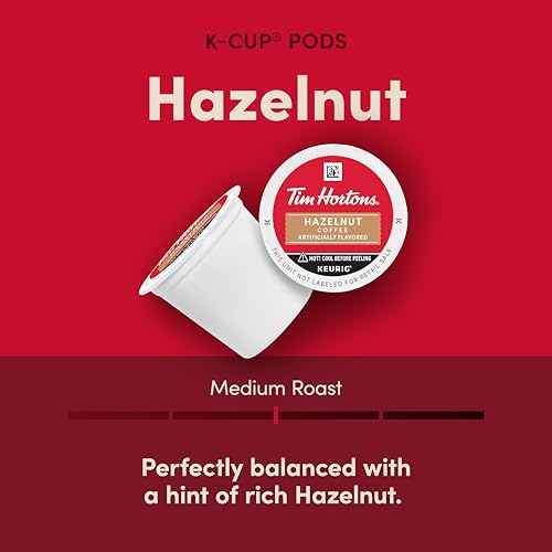 Close-up of Tim Hortons hazelnut K-Cup pod showing roast and aroma