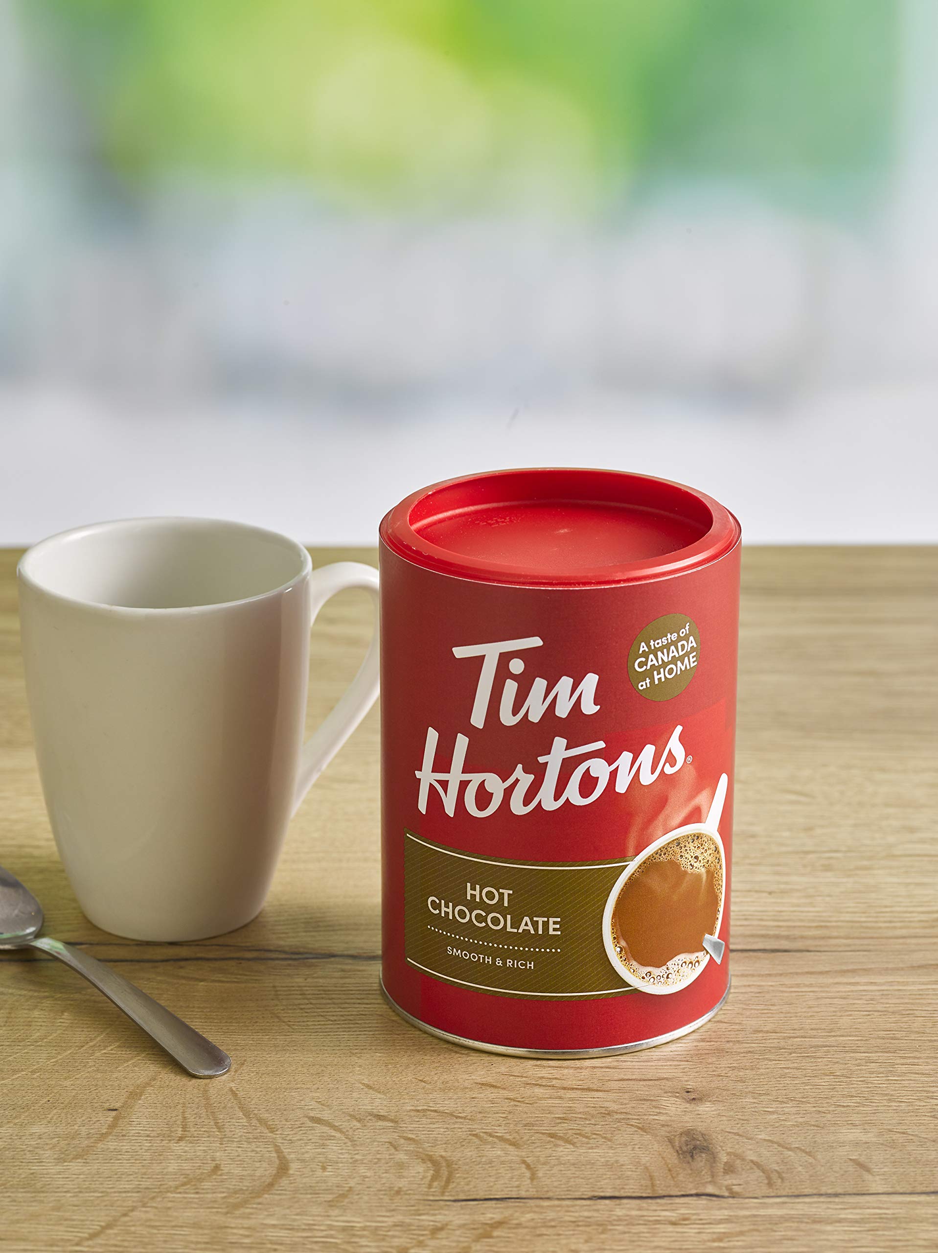 Tim Hortons Hot Chocolate packaging tub ready-to-prepare anytime for gatherings