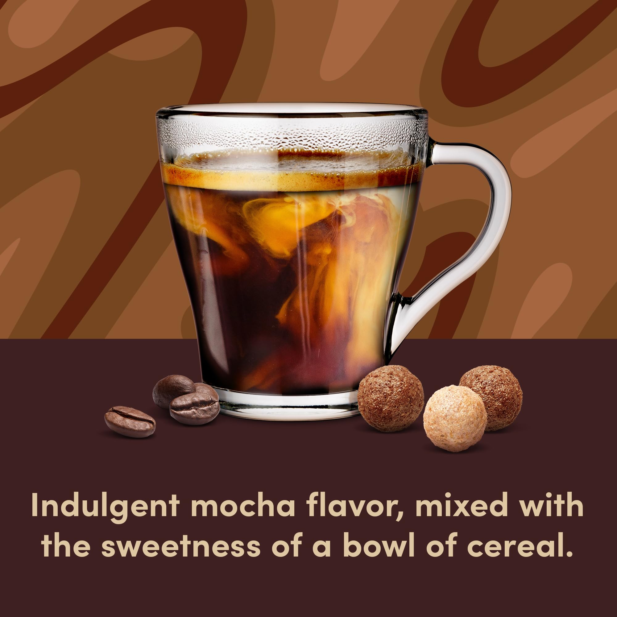 Steaming mug of Tim Hortons Mocha Cereal with inviting chocolatey aroma.