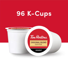 K-Cup pod of Tim Hortons Original Blend in Keurig brewer for a quick cup