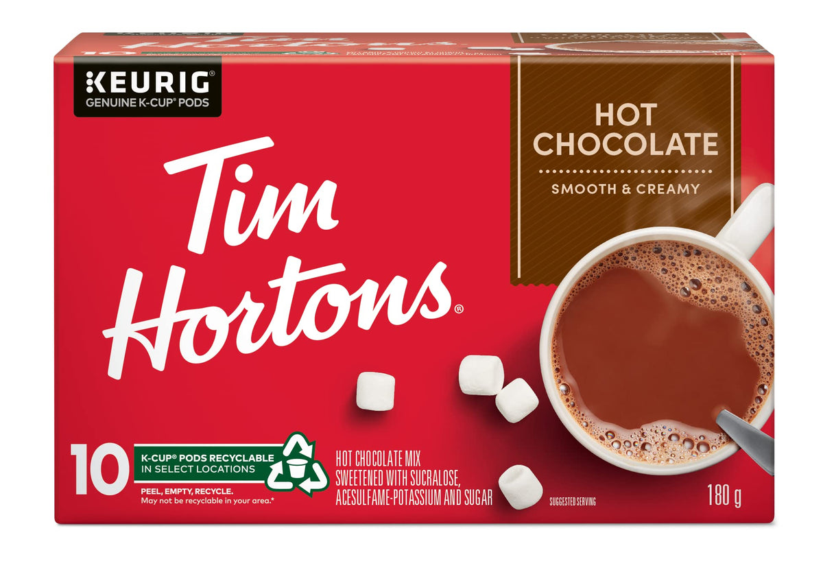 Tim Hortons Original Hot Chocolate pods pack for easy at-home brewing.