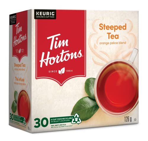 Morning routine with Tim Hortons steeped orange pekoe tea for a smooth start.