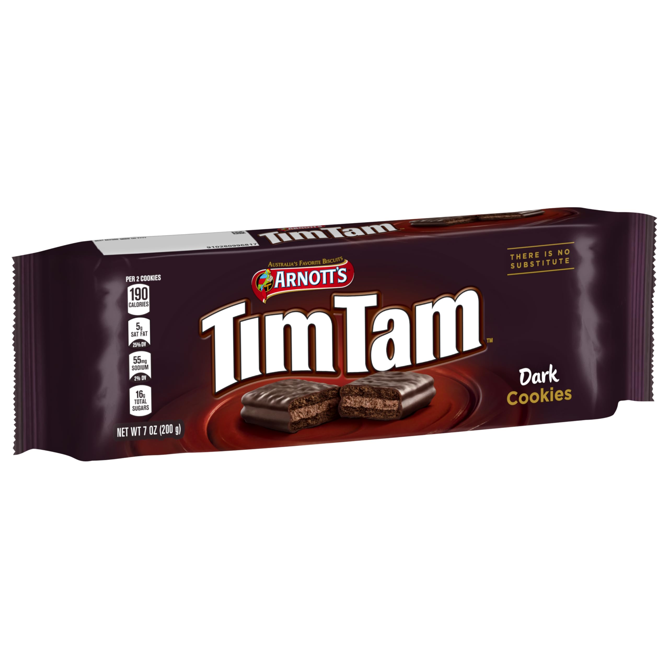 Tim Tam dark chocolate coating close-up showing rich texture
