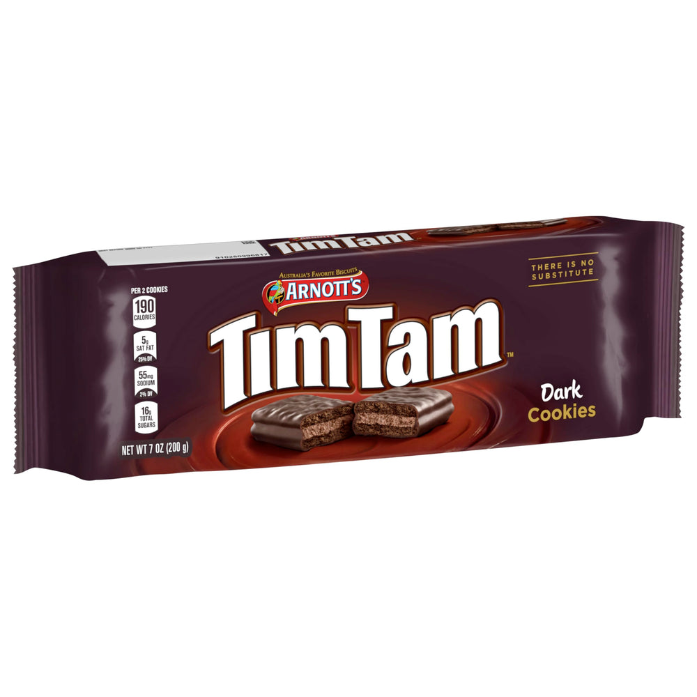 Tim Tam dark chocolate coating close-up showing rich texture