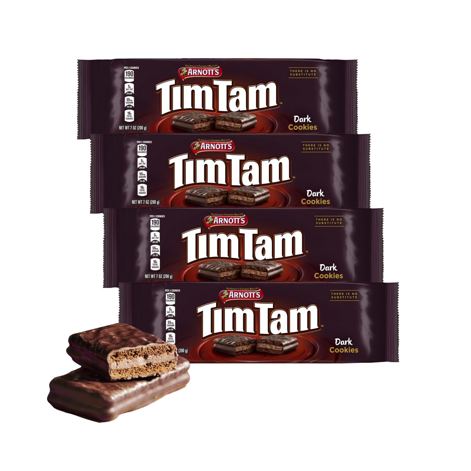 Tim Tam dark chocolate cookies 4-pack front view, great for sharing