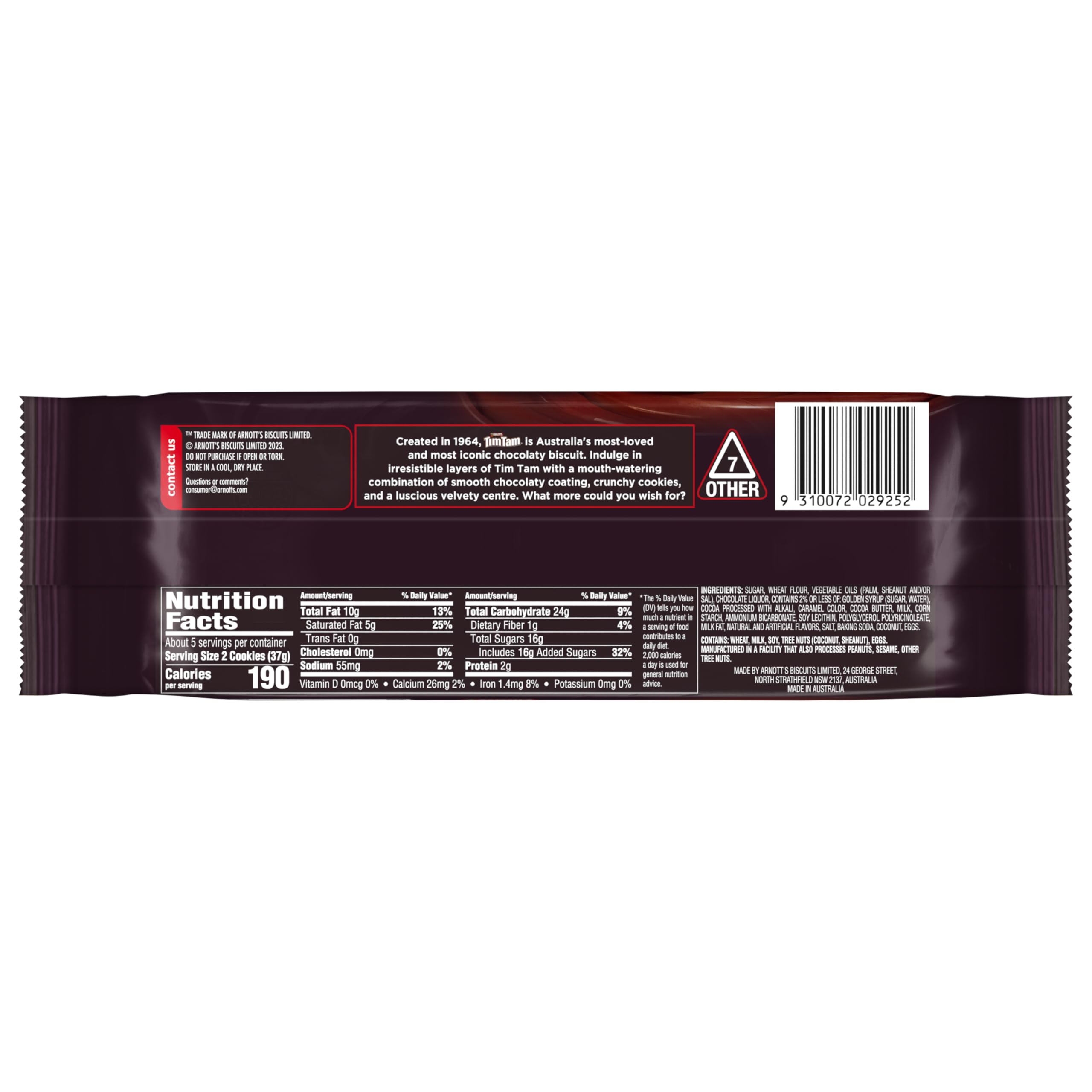 Tim Tam dark chocolate cream layer cross-section